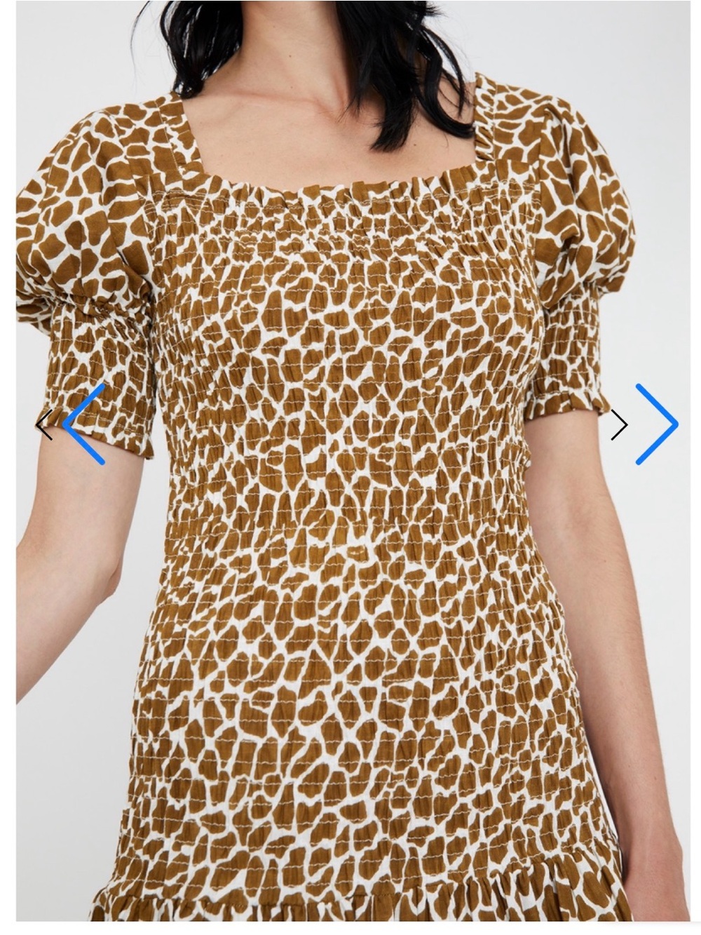 Wild Pony Smocked Dress with Brown & Cream Giraffe Print